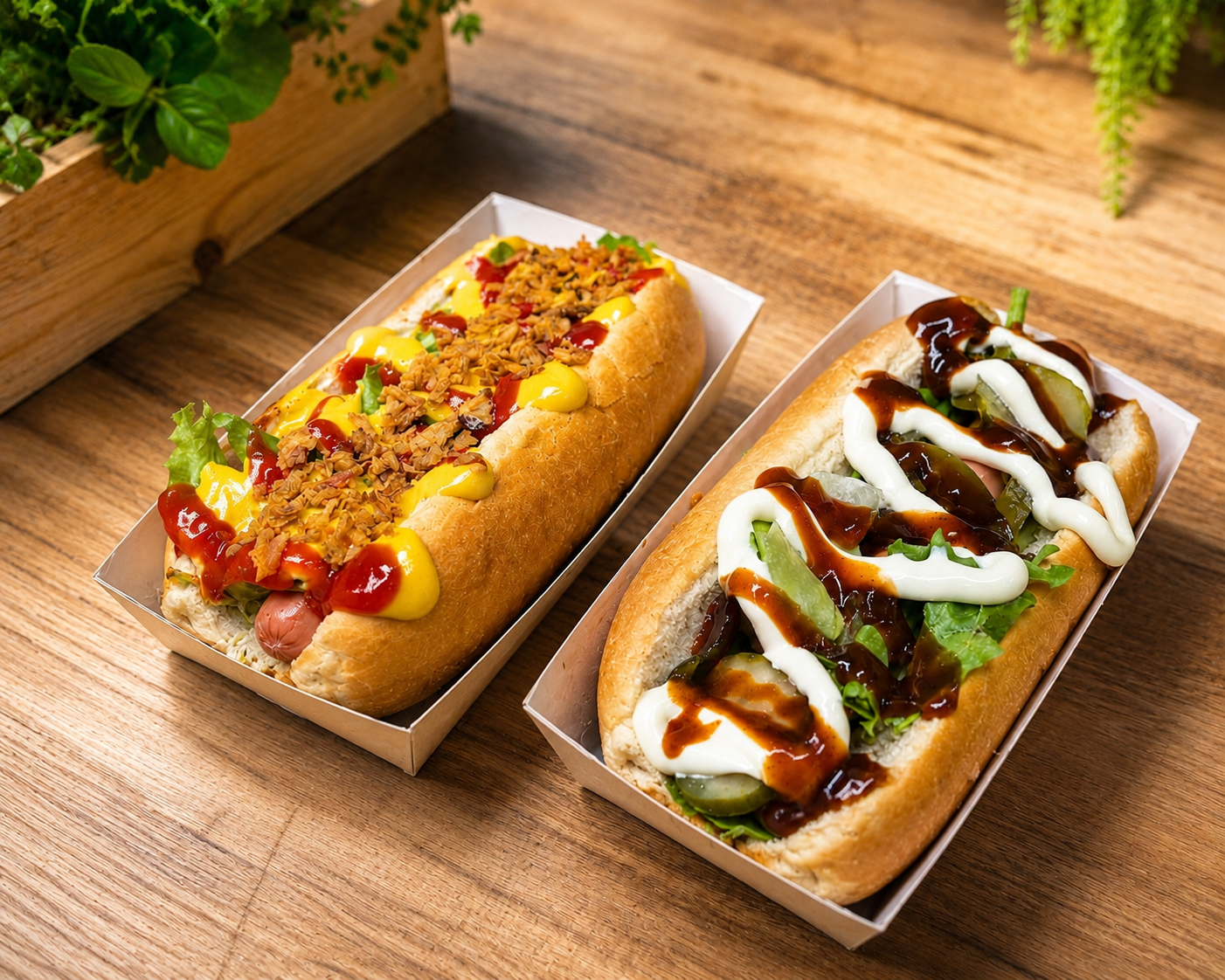 Hot dogs served at a mobile event stand